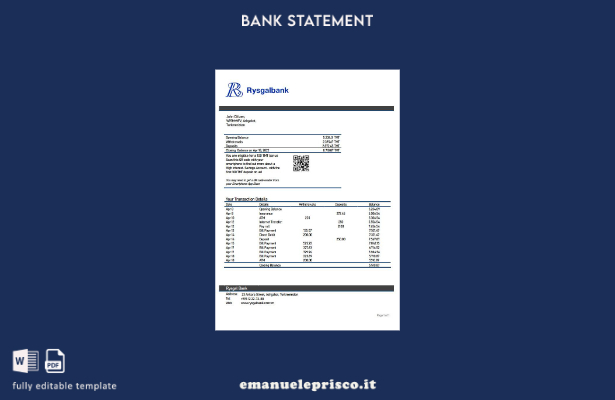 modello word di estratto conto bancario Turkmenistan Rysgal in stile verificato